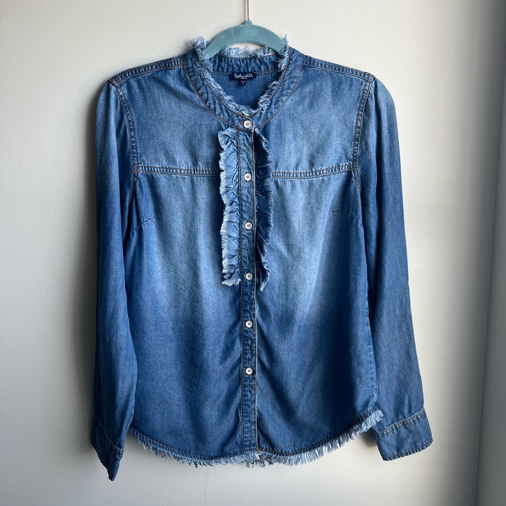 Splendid Chambray Ruffle Top